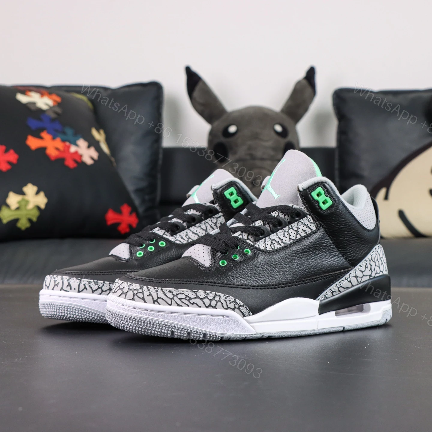 View 9 of Air Jordan 3 Retro Green Glow Replica