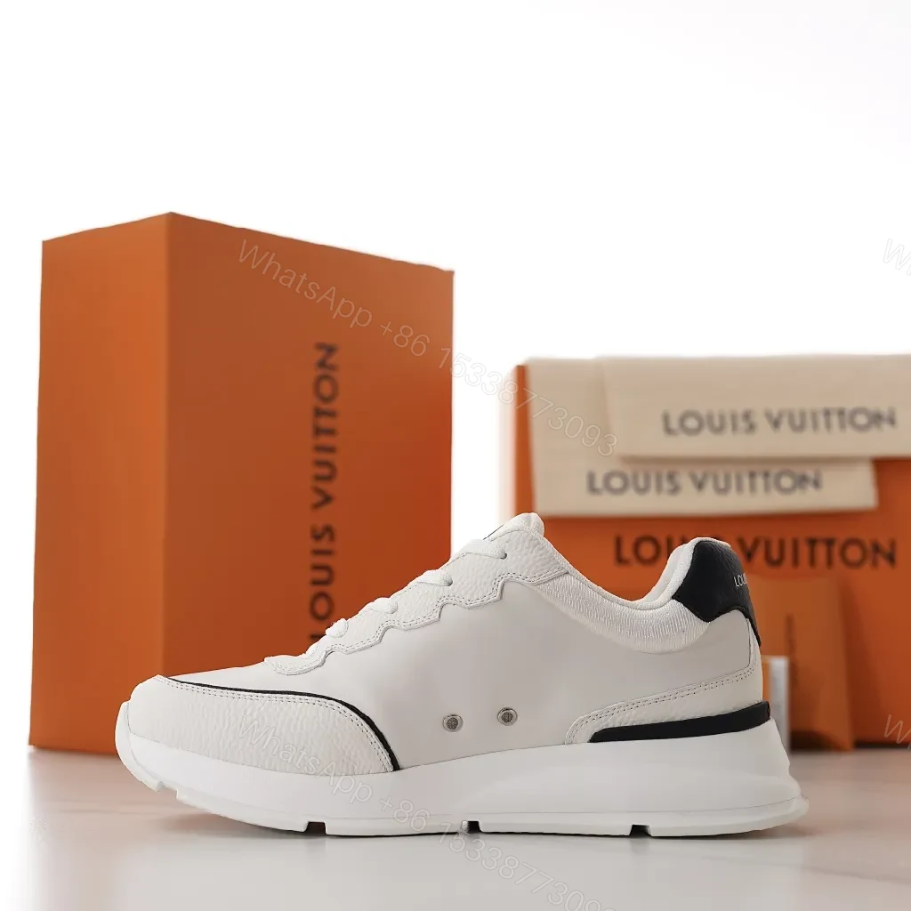 View 4 of White Leather Luxury-Style Sneakers with Monogram Accents