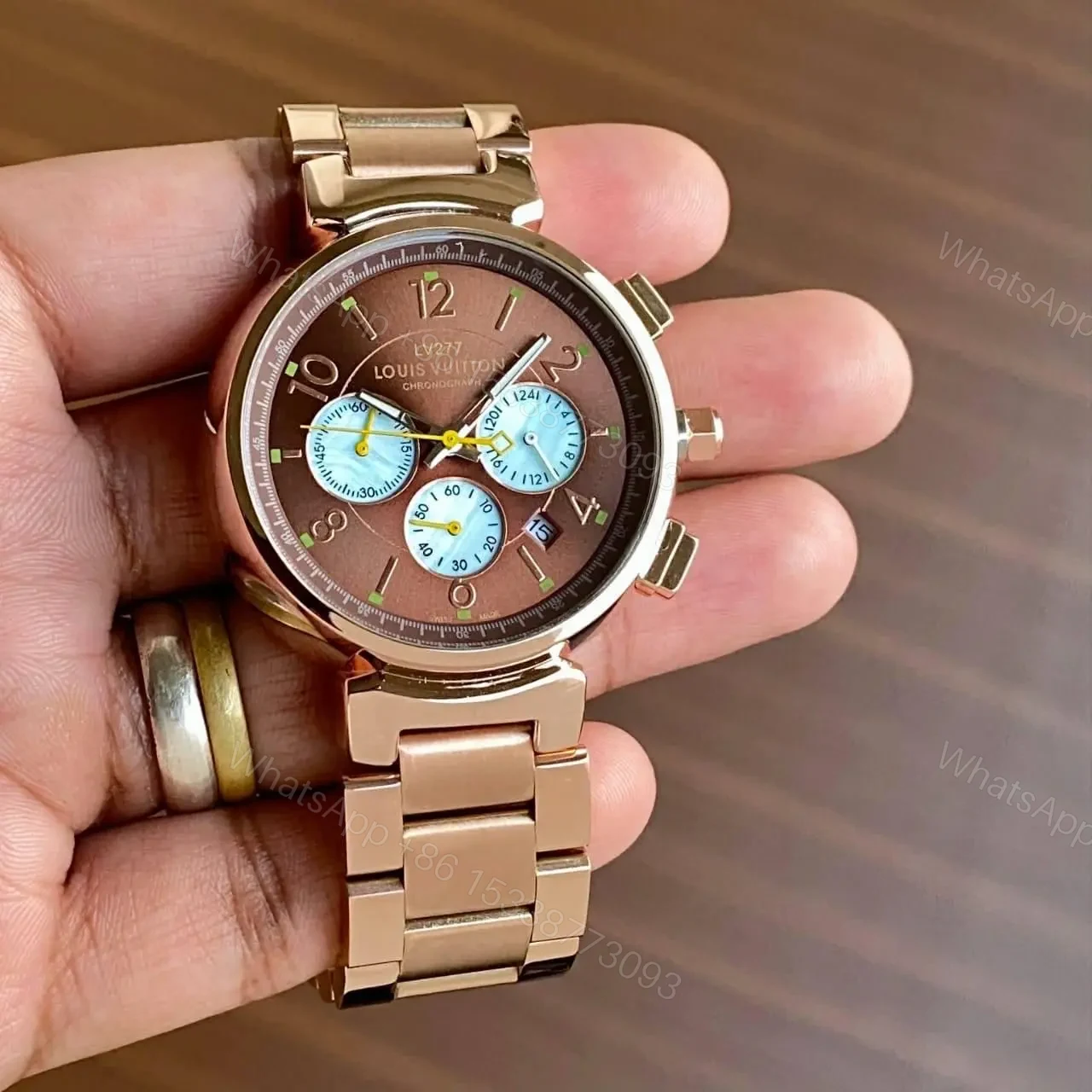 View 2 of Louis Vuitton For Men 7AA Premium Collection Model – Rose Gold Quartz Chronograph