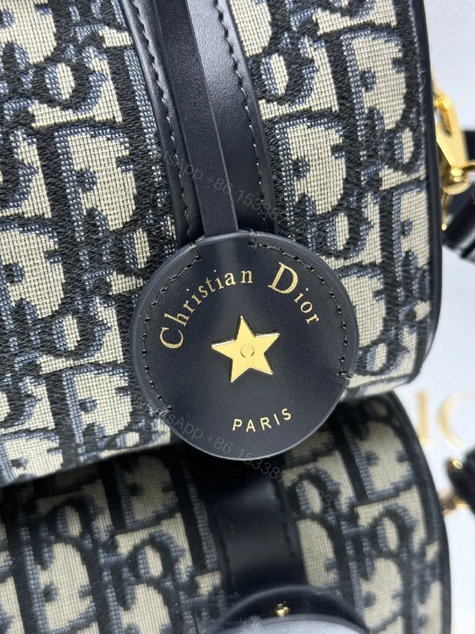 View 8 of Dark Monogram Satchel in Luxe Canvas & Gold Hardware