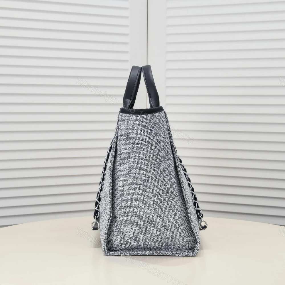 View 3 of Chanel Large Deauville Tote Bag Bicolor Gray 40Cm