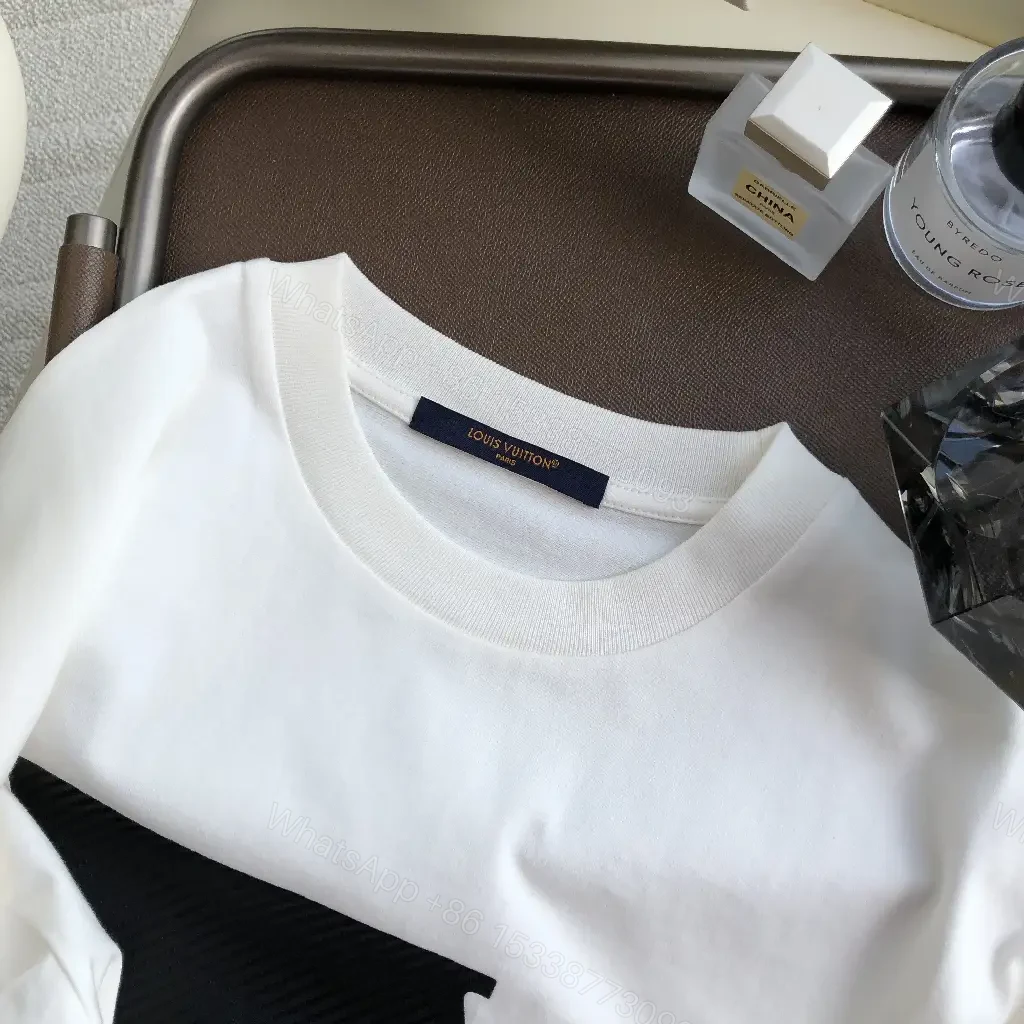 View 8 of White Cotton Tee, LV-Inspired Graphic, Premium Streetwear Essential