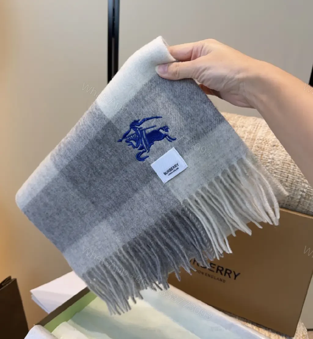 View 8 of Soft Gray Plaid Wrap Scarf – Luxury Knit Wrap with Fringe