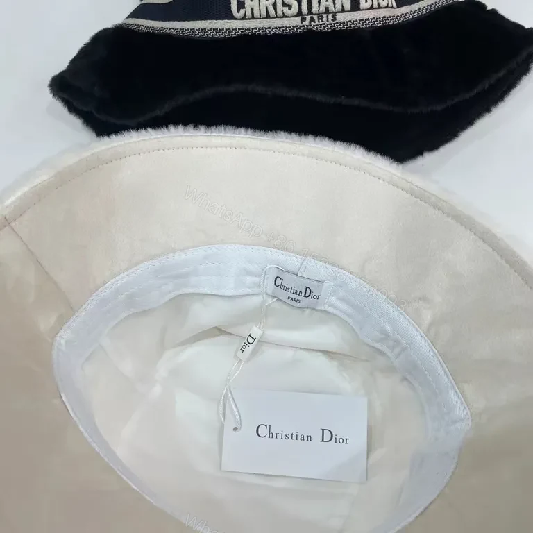 View 5 of Cozy Luxe Black Faux Fur Bucket Hat - Dior Signature Style
