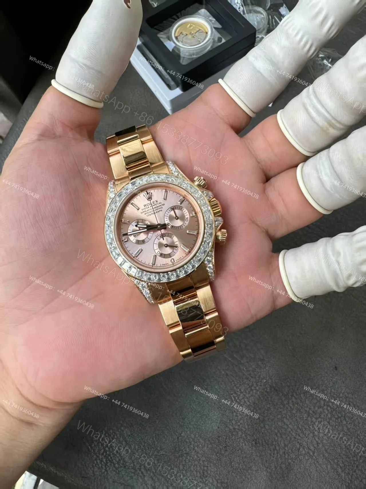 View 18 of Rolex Super Clone Daytona 126595TBR 1:1 Replica Watch – 18K Rose Gold Diamond Beze 4131 movement