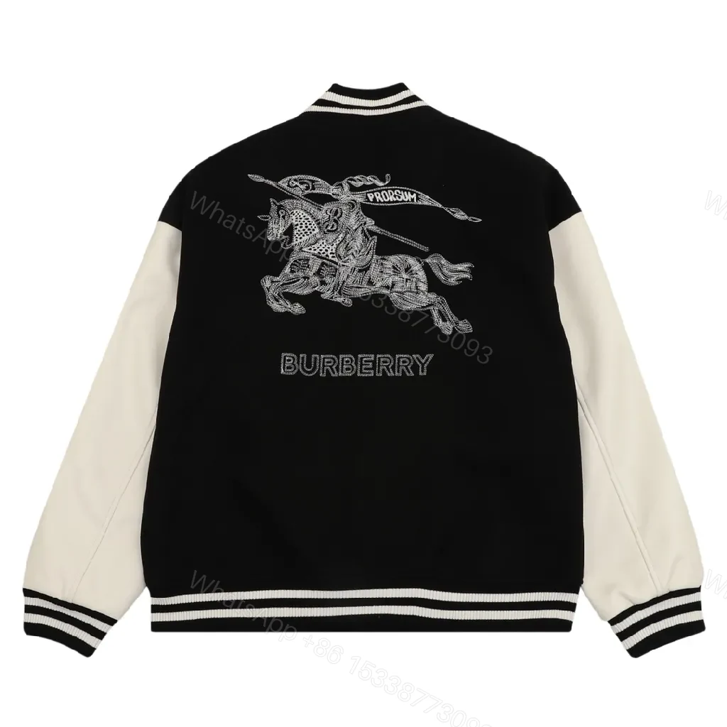 View 7 of Black/Ivory Varsity Bomber - Logo Detail, Lightweight Premium Jacket