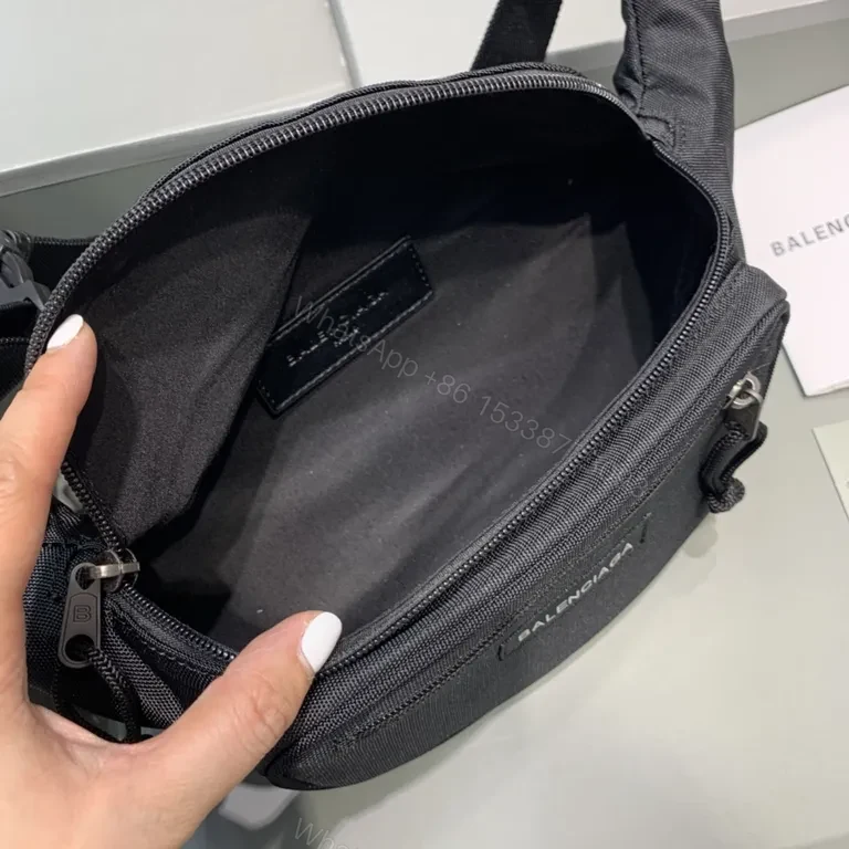 View 5 of Black Nylon Belt Bag â€¢ Balenciaga-Inspired Crossbody Carry