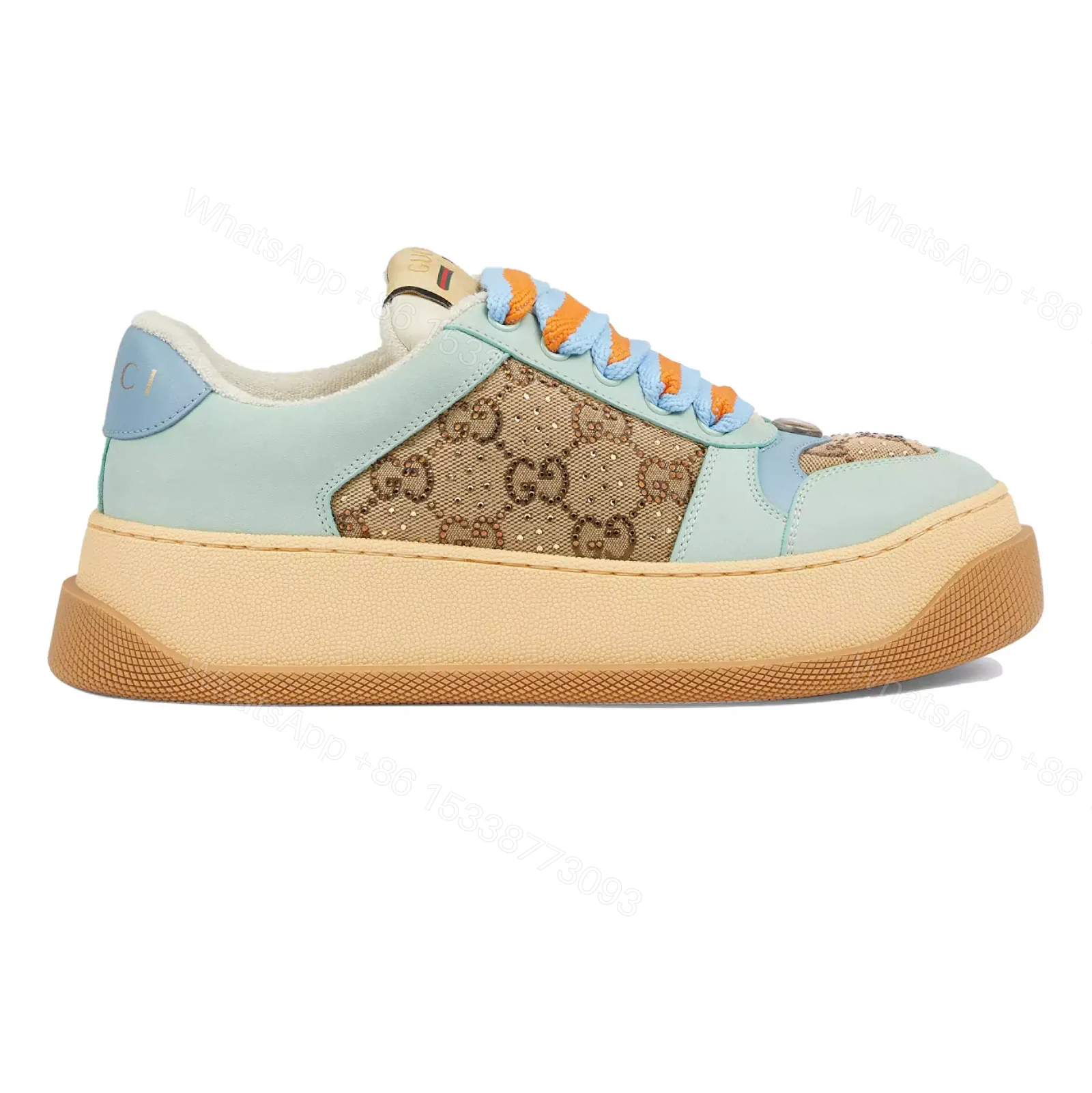GUCCI SCREENER TRAINER SNEAKERS CAMEL AND EBONY GG CANVAS – GC169 — view 1