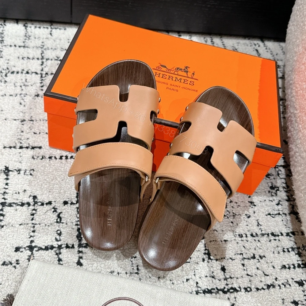 View 4 of 高仿Hermes*Kos系列H251012ZA3厚底木質拖鞋棕色4CM免檢版