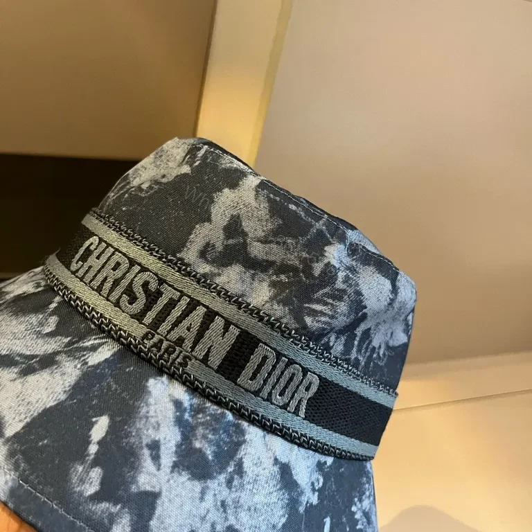 View 8 of Blue-Gray Tie-Dye Bucket Hat with Dior Band â€“ Luxe Streetwear