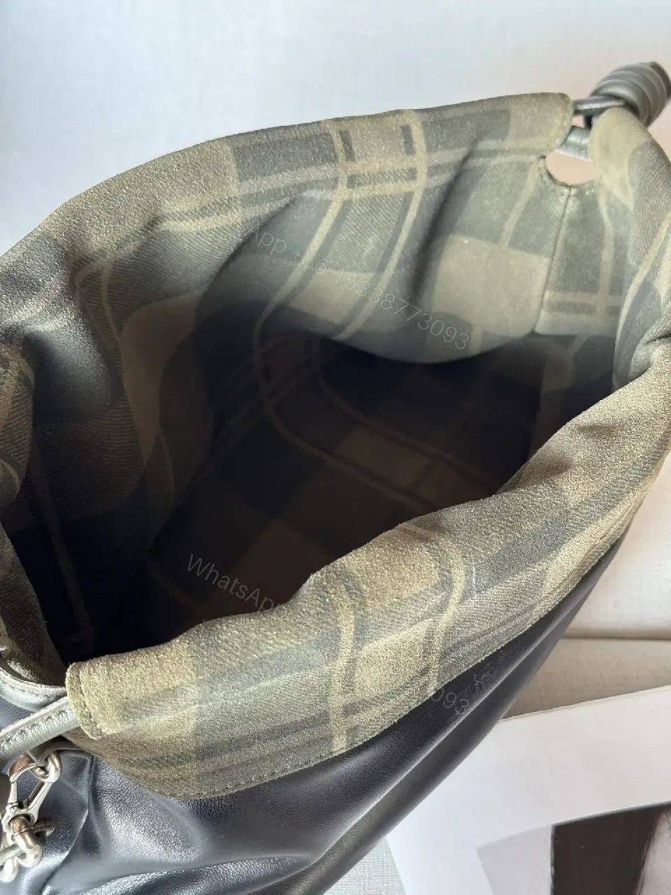 View 6 of Textured Contrast Crossbody: Black & Olive, Modern Edge Bag