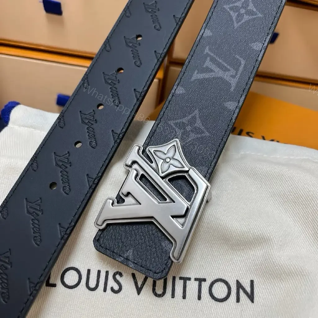 View 2 of Classic Leather Belt with Subtle Monogram, Dark Navy/Black, Premium Style