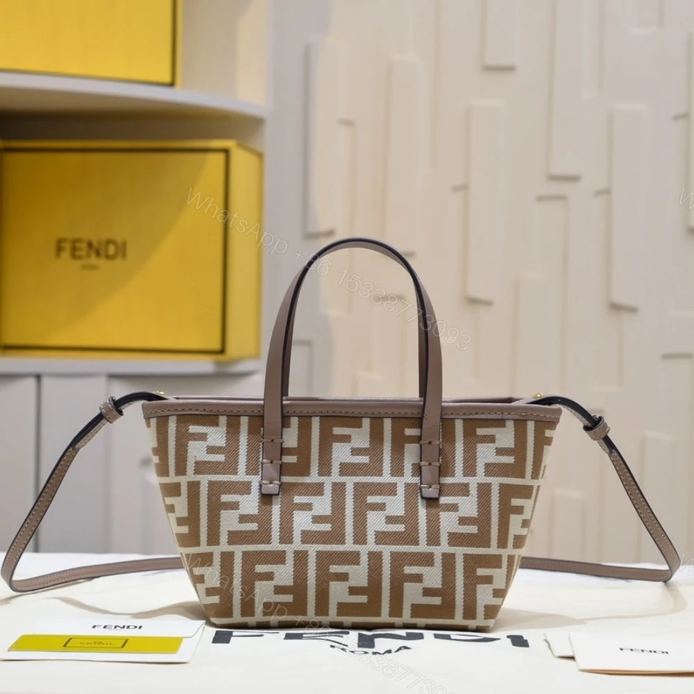 View 2 of FENDI ROLL MINI FF JACQUARD MINI BAG BROWN 23CM