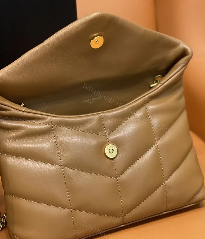 View 6 of Quilted Tan Calfskin Crossbody: Luxury, Subtle YSL-Inspired