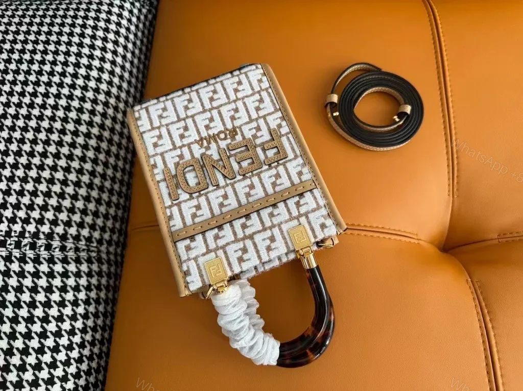 View 9 of Fendi Forma Mini Bag: Monogram Texture, Gold Accents, Crossbody Carry