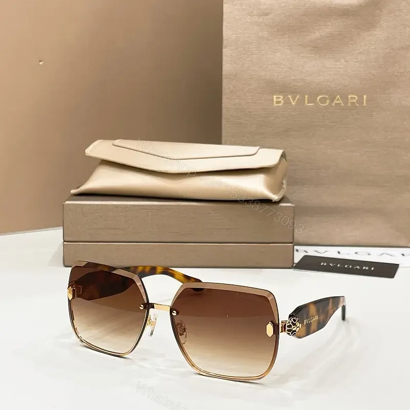 Warm Brown Gradient Sunglasses: Gold-Tone Frame, BVLGARI Logo — view 1