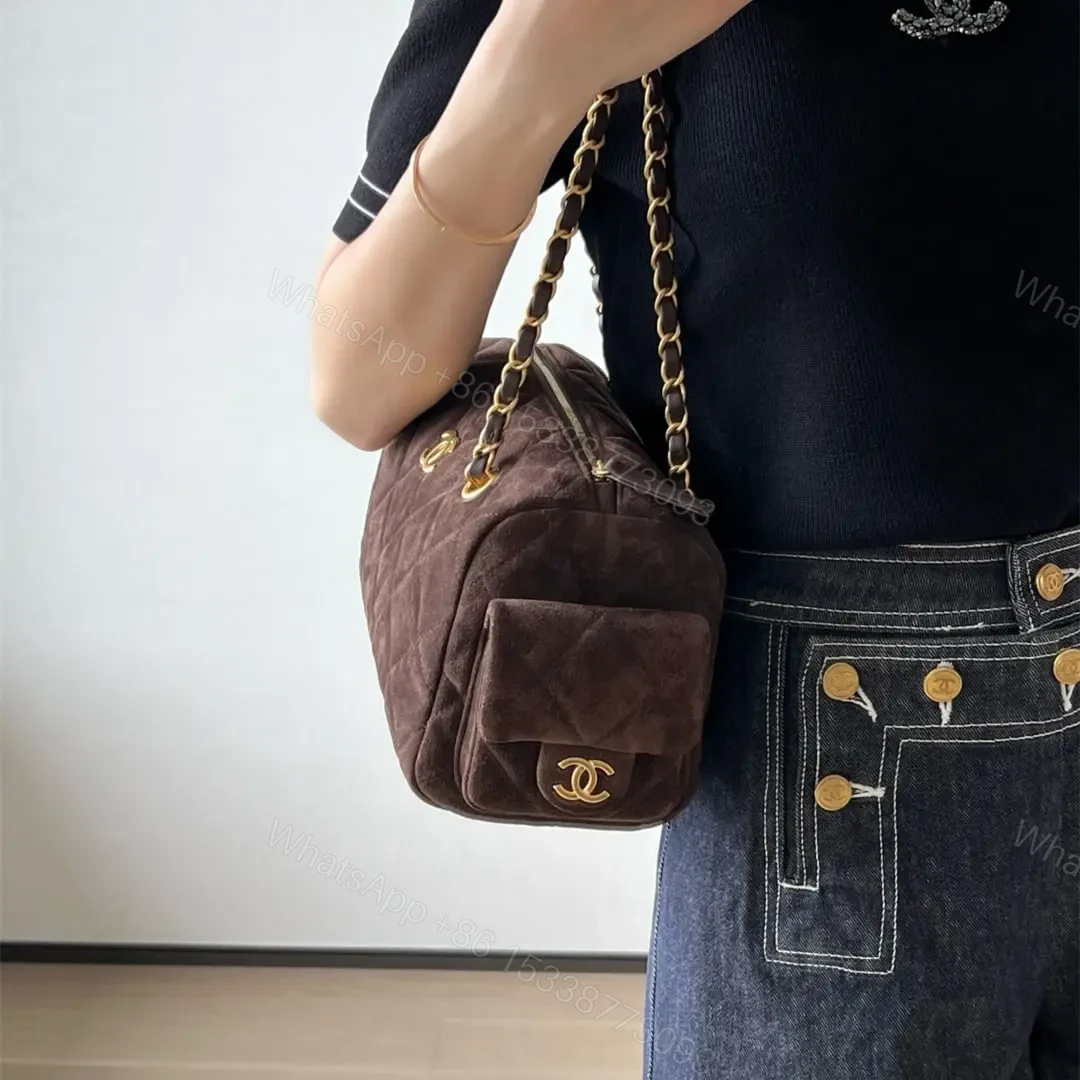 View 12 of 高仿Chanel*25K系列AS5792麂皮腋下包巧克力小號免檢版