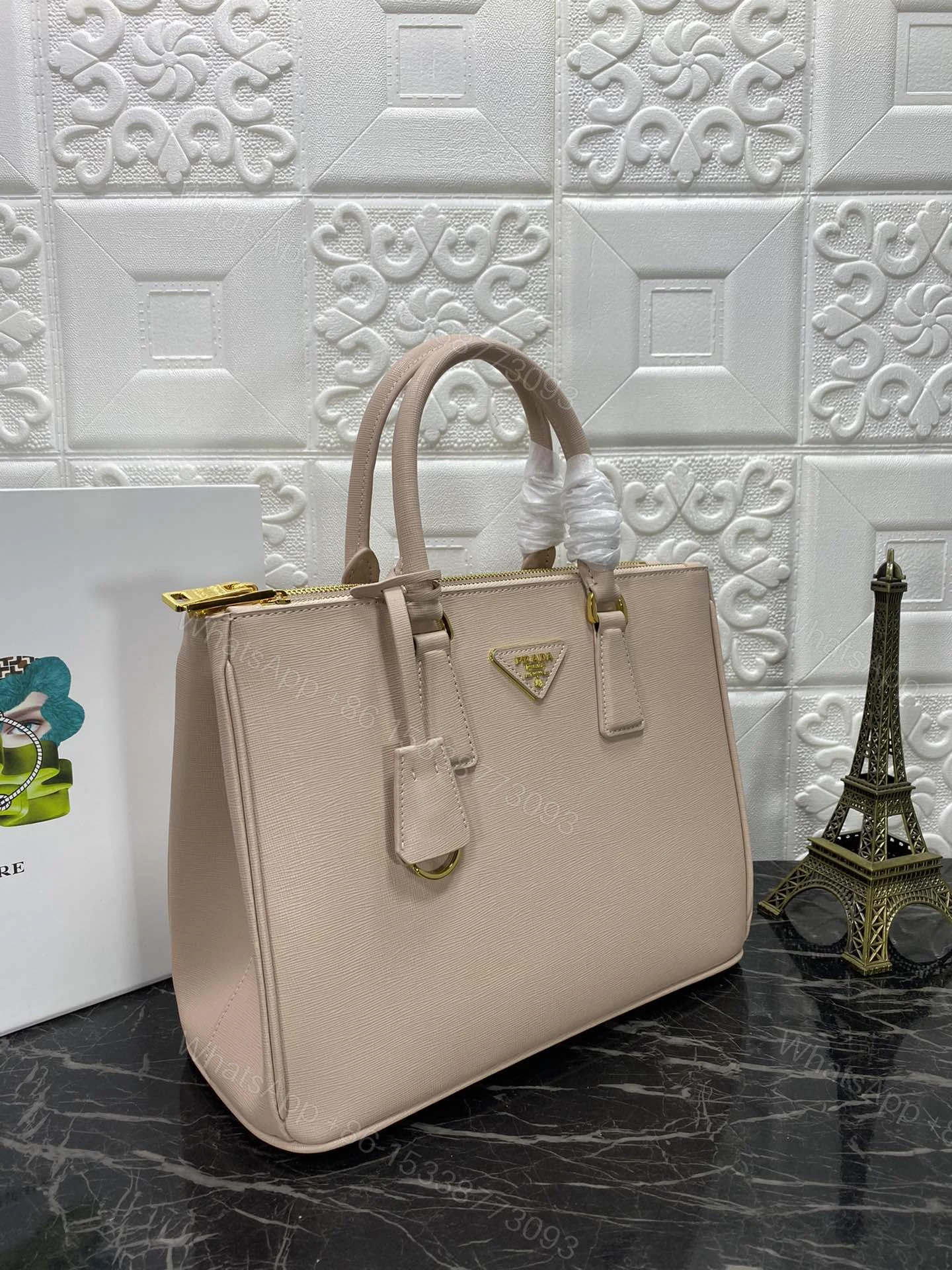 View 2 of PRA GALLERIA 32 BAG IN BEIGE SAFFIANO LEATHER