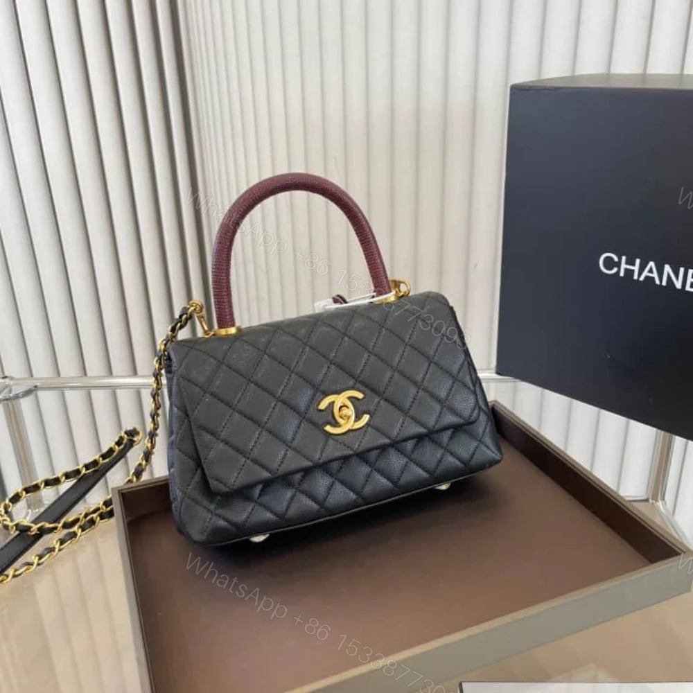 View 2 of Chanel Medium Coco Handle Bag Gold Hardware Black 23Cm