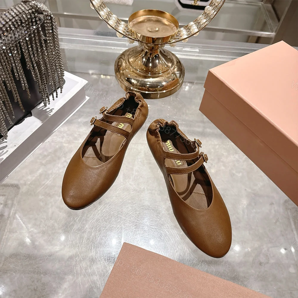 View 4 of MIUMIU Ruched Nappa Leather Ballet Flats 181975