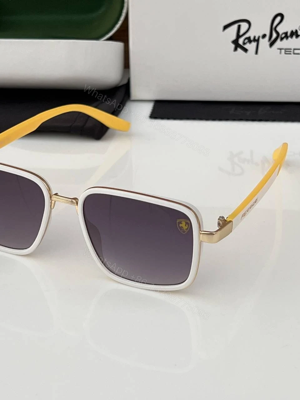 View 5 of First Copy RayBan 8840 Gold Yellow Sunglasses