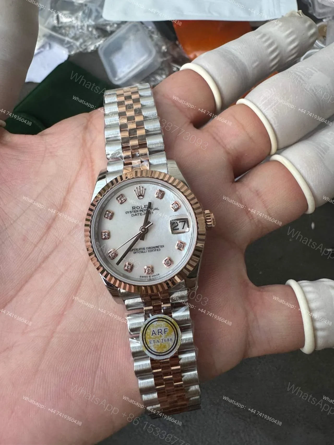 View 6 of Rolex Datejust M278271-0026 1:1 Replica Rose Gold Mother of Pearl Dial Jubilee 31MM 2236 Movement Super Clone Watch