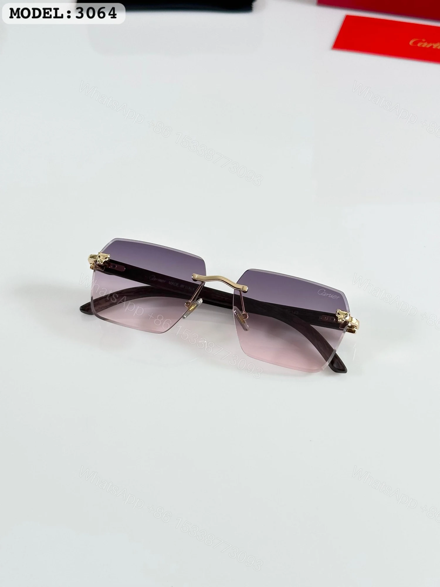 View 3 of FIRST COPY CARTIER 3064 GOLD PINK DC SUNGLASSES