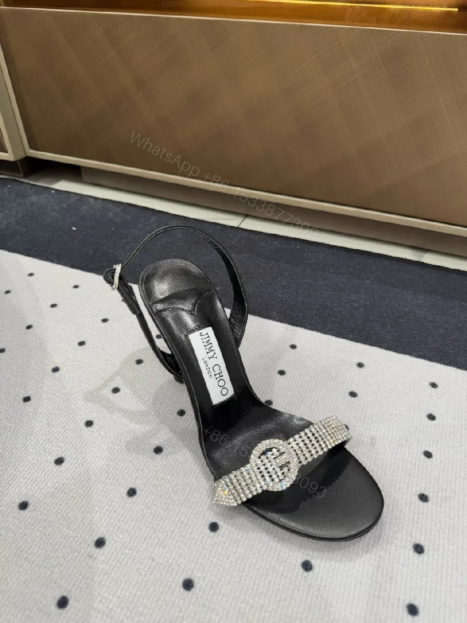 View 4 of Diamond-Strap Luxe Sandals: Black Leather, Evening Glamour