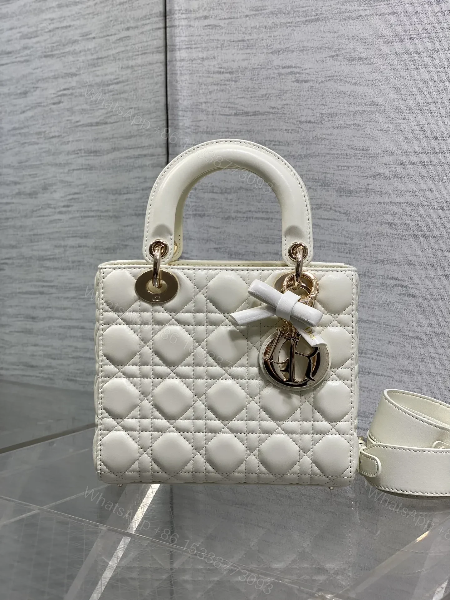 View 2 of DIOR LADY SMALL WHITE GOLD HARDWARE