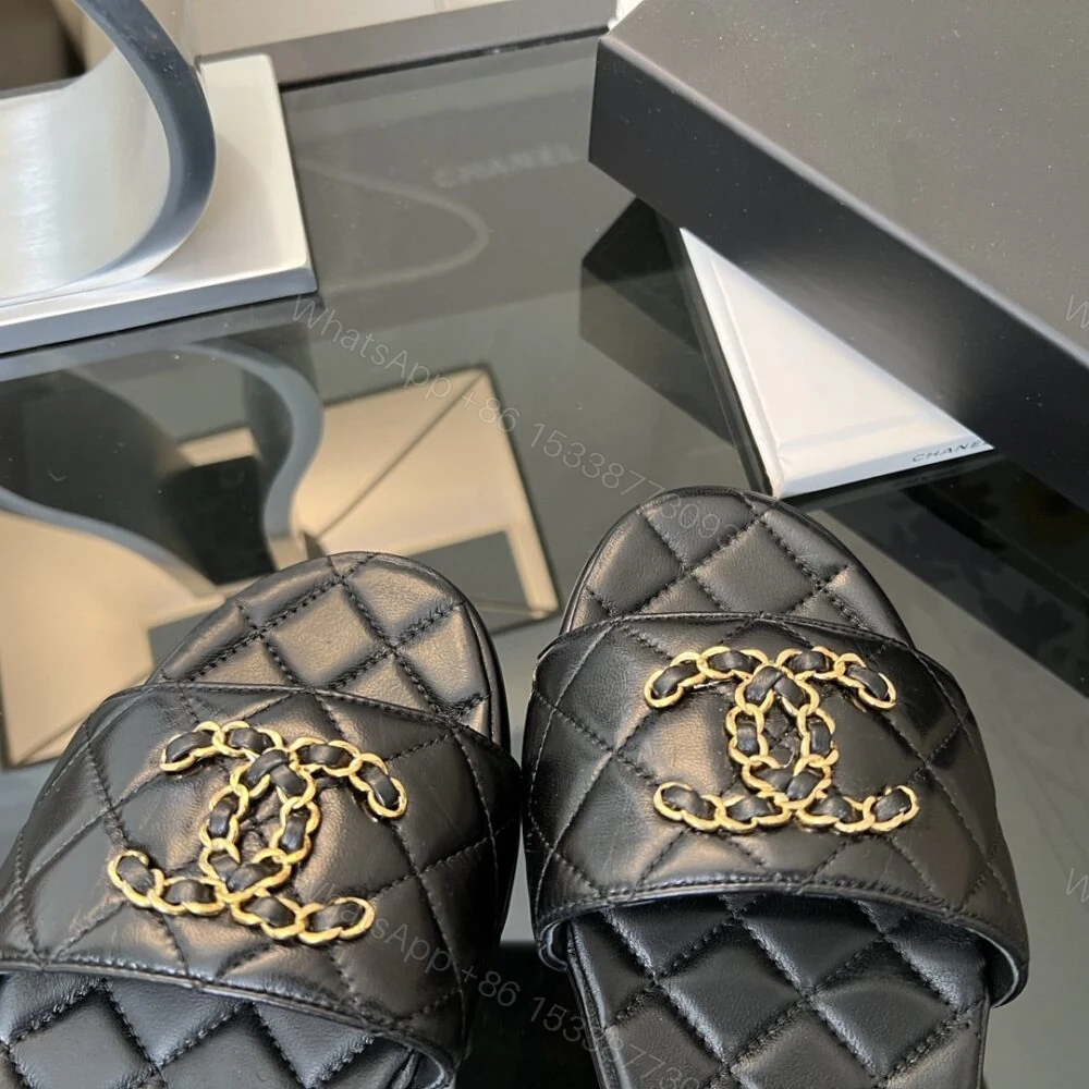View 6 of Chanel 23P Quilted Cc Chain Mule Sandal Black