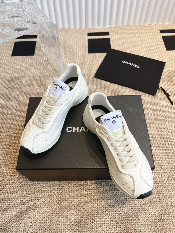 View 5 of Chanel-Inspired White Leather Sneakers with Luxe Comfort