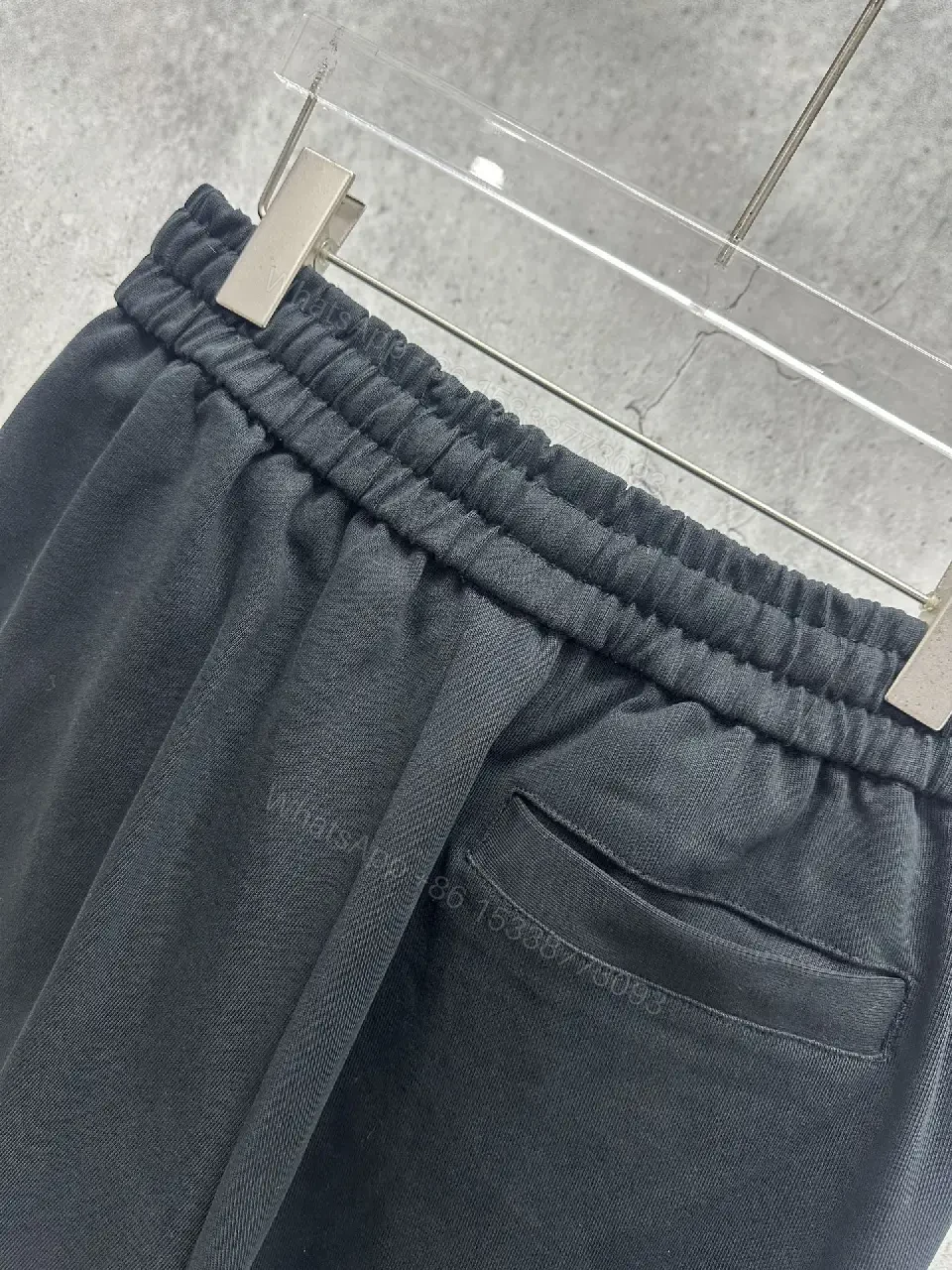 View 3 of Black Cotton Drawstring Shorts - Balenciaga Logo Design