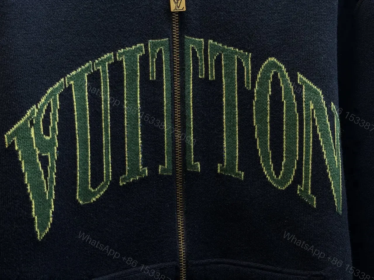 View 9 of Navy Zip Hoodie with Verdant Embroidery - Street-Chic Zip Front Hoodie