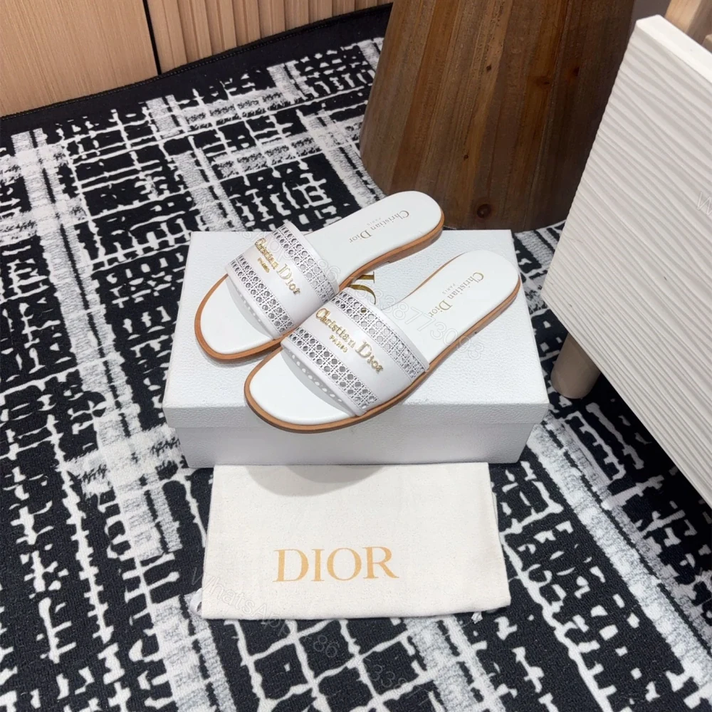 View 2 of 高仿Dior*D-Lane系列KCO154圓頭套腳一字拖鞋白色免檢版