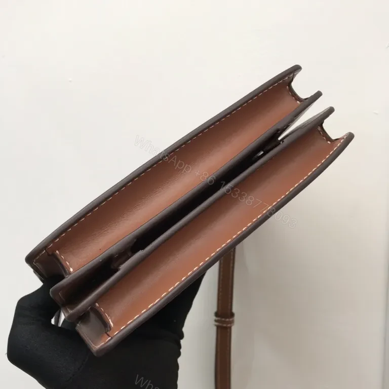 View 5 of Structured Canvas Crossbody: Leather Trim, Burberry-Inspired Luxury Bag