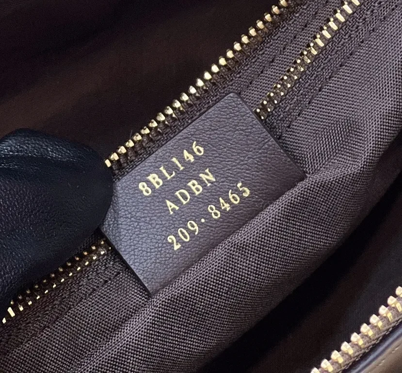 View 8 of Taupe Leather Fendi-Style Structured Handbag with Logo Detailing