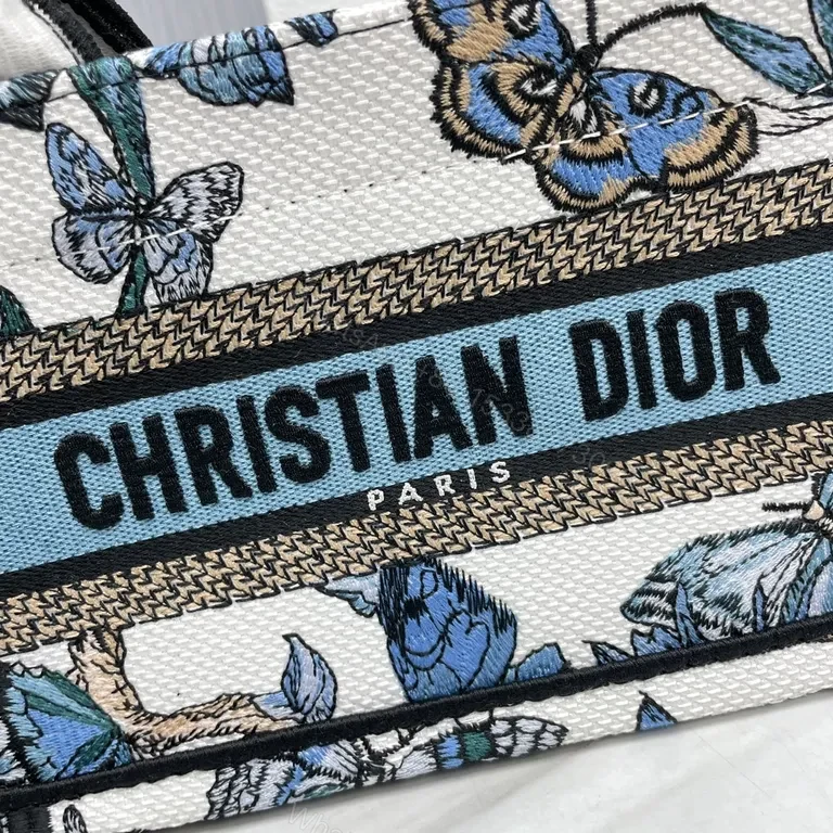 View 8 of Butterfly-Print Dior-Inspired Canvas Tote: Compact Luxury Carry