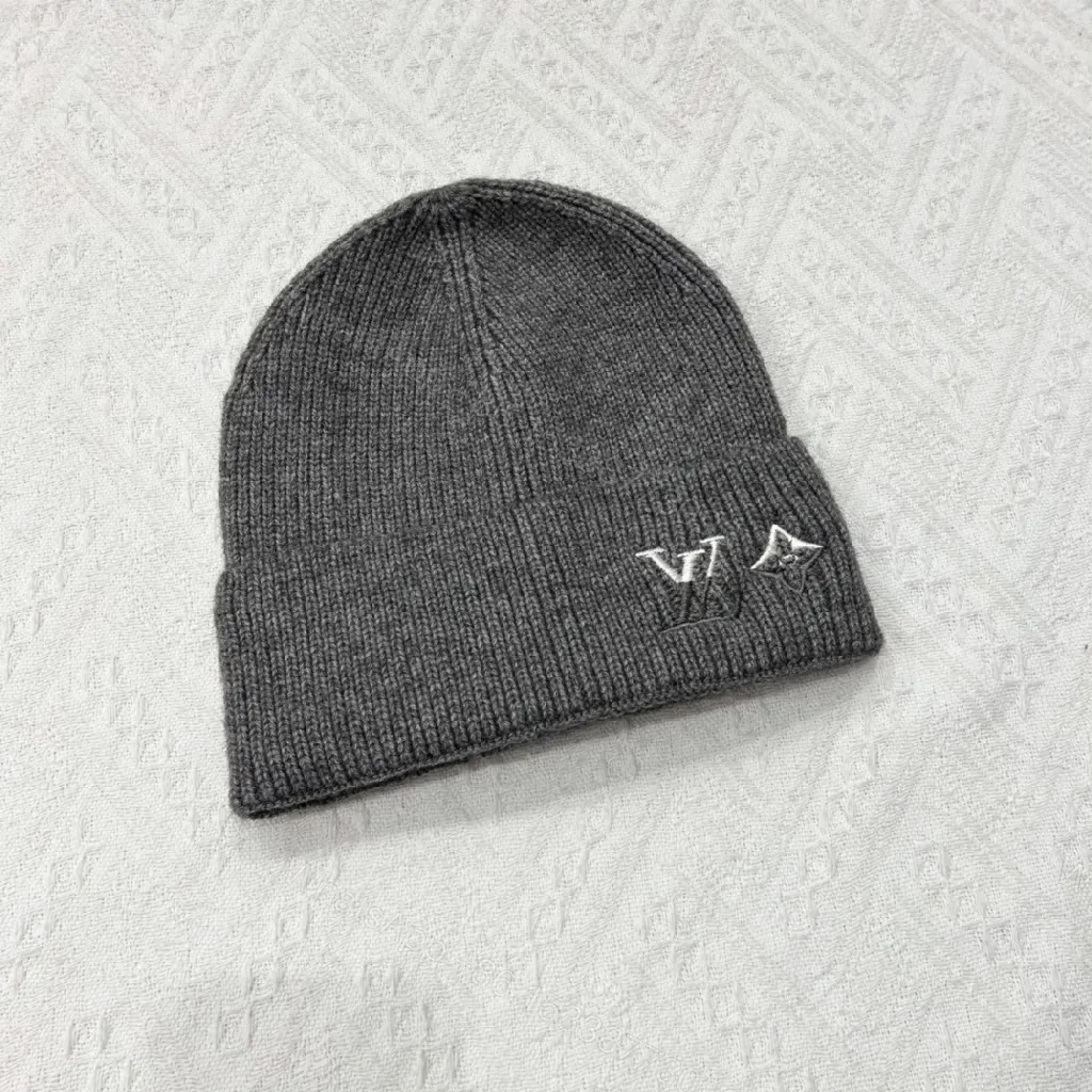 View 6 of Soft Knit Beanie: Subtle LV-Style Emblem, All-Season Style