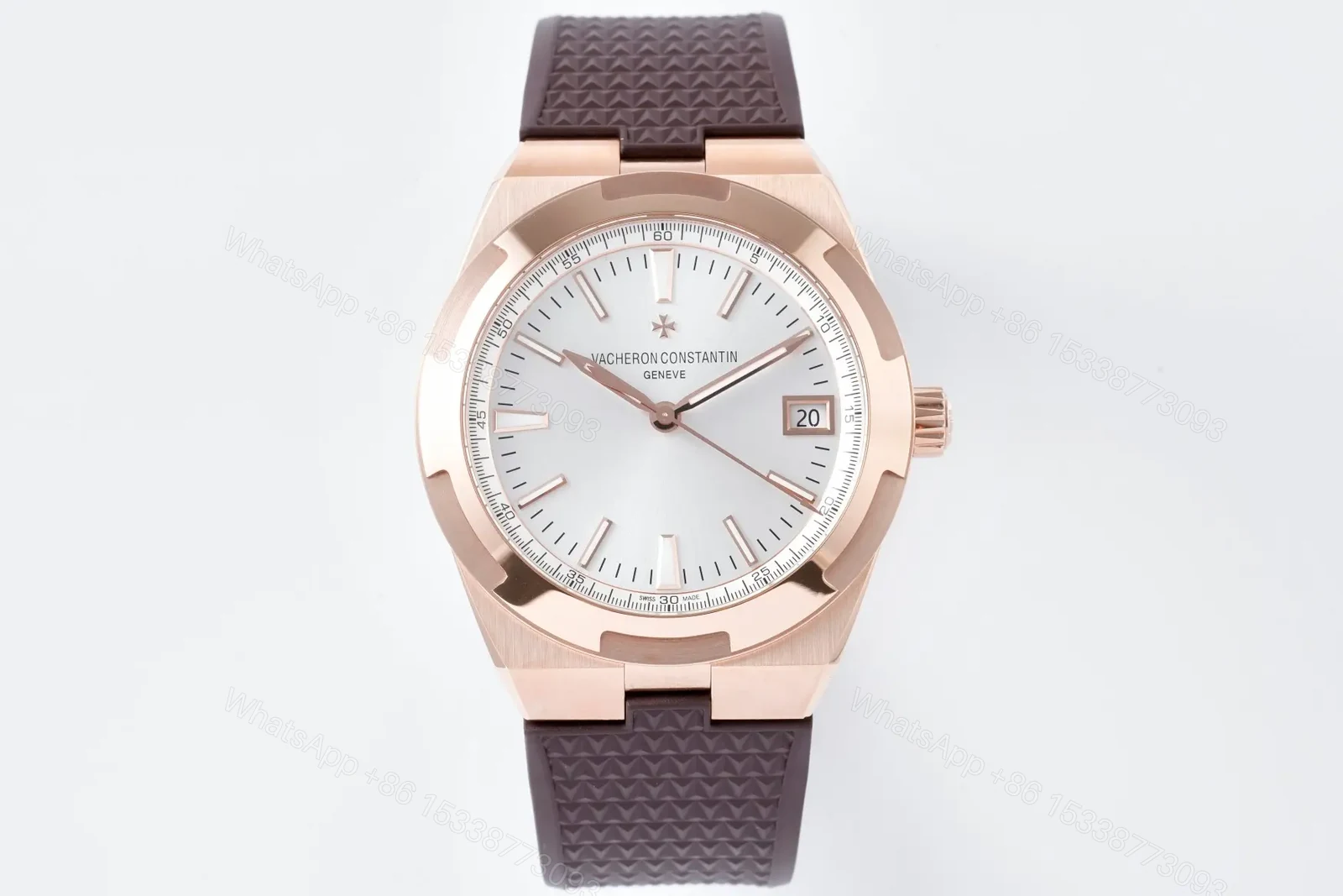 GS Factory Vacheron Constantin Overseas 4500V Series Rose Gold Watch with Brown Rubber Strap – 41mm, Automatic, Date Display, Geneva Seal Certified — view 1