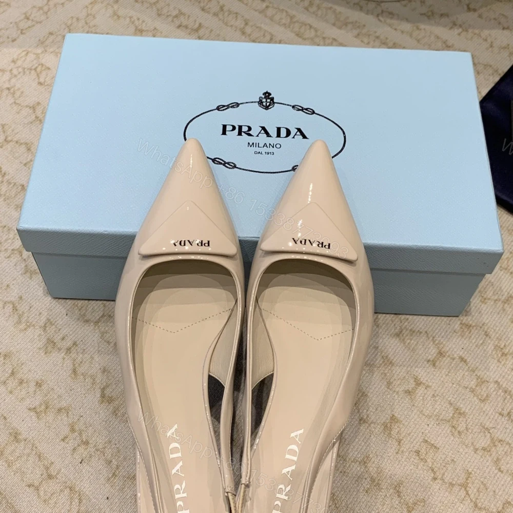View 8 of 高仿Prada*1I901B露跟印花徽標高跟鞋7.5CM米色免檢版