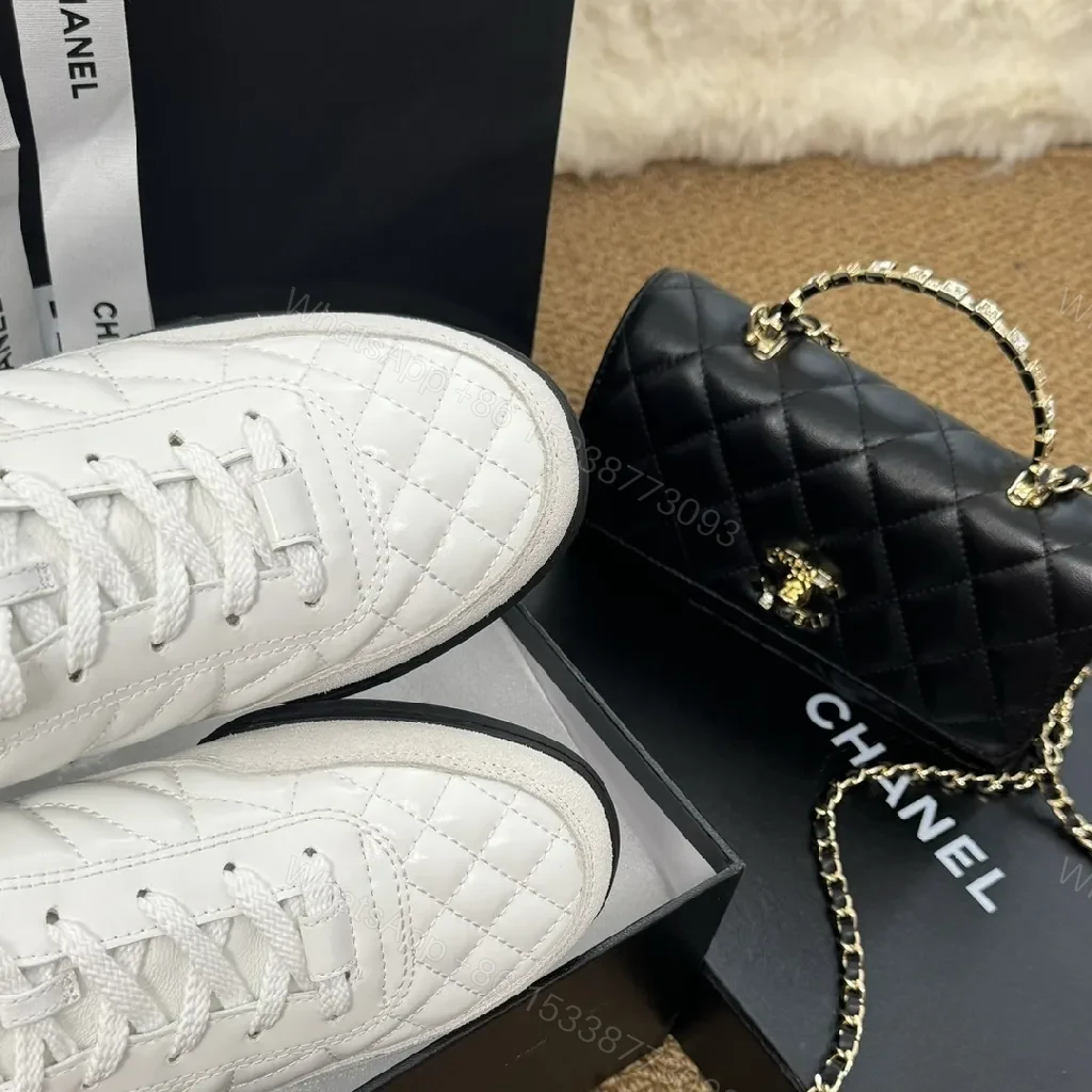 View 8 of White Quilted Leather Sneakers: Timeless Luxury Minimalist Comfort