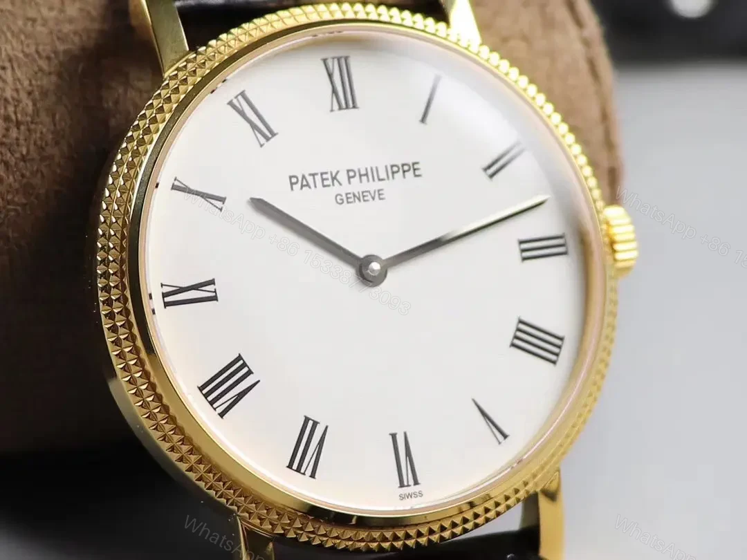 View 4 of Patek Philippe Calatrava 5120G White Dial Gold Case with Black Leather Strap Roman Numerals and Ultra Thin Design