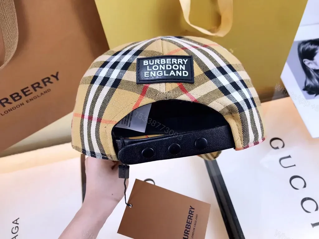 View 2 of Chic Plaid Cap: Premium Cotton, Burberry-Inspired Luxury Cap