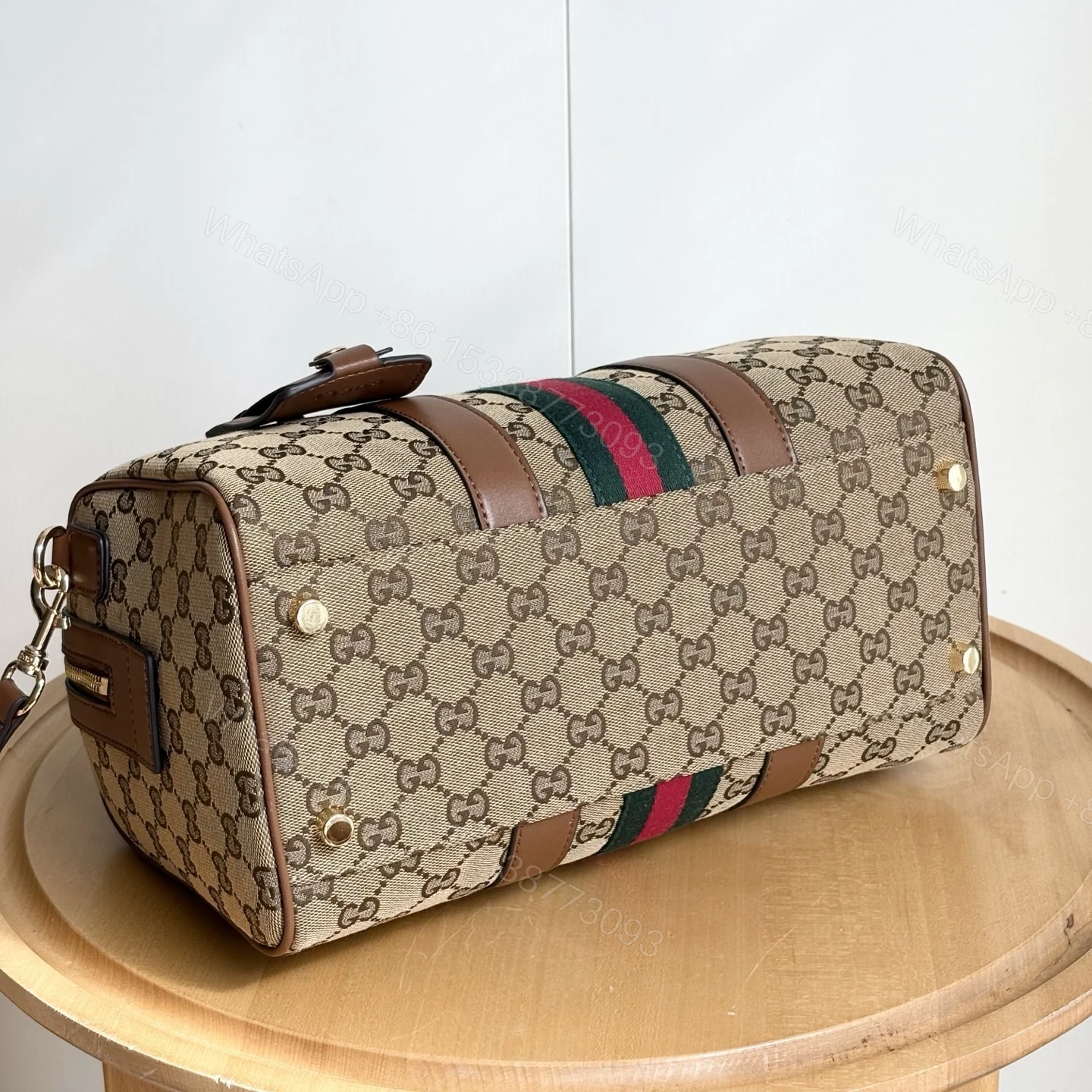 View 7 of Gucci Ophidia Medium Boston Bag Beige And Brown GG Canvas 30Cm