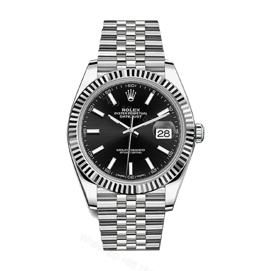 Rolex DateJust Black Dial Stainless Steel 41MM Swiss Replica — view 1