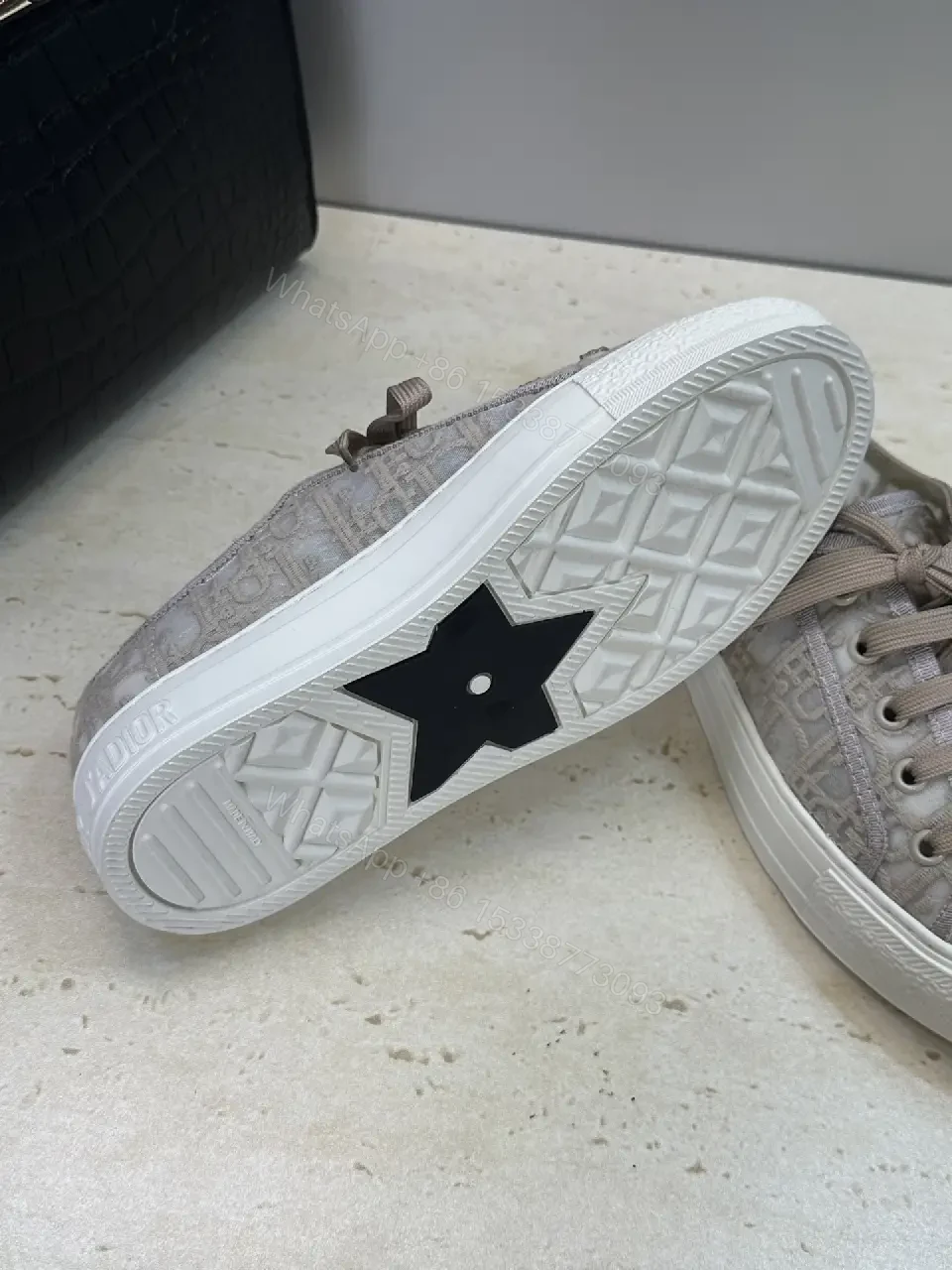 View 9 of Soft-Tone Canvas High-Tops with Monogram Pattern, Everyday Luxury Sneakers