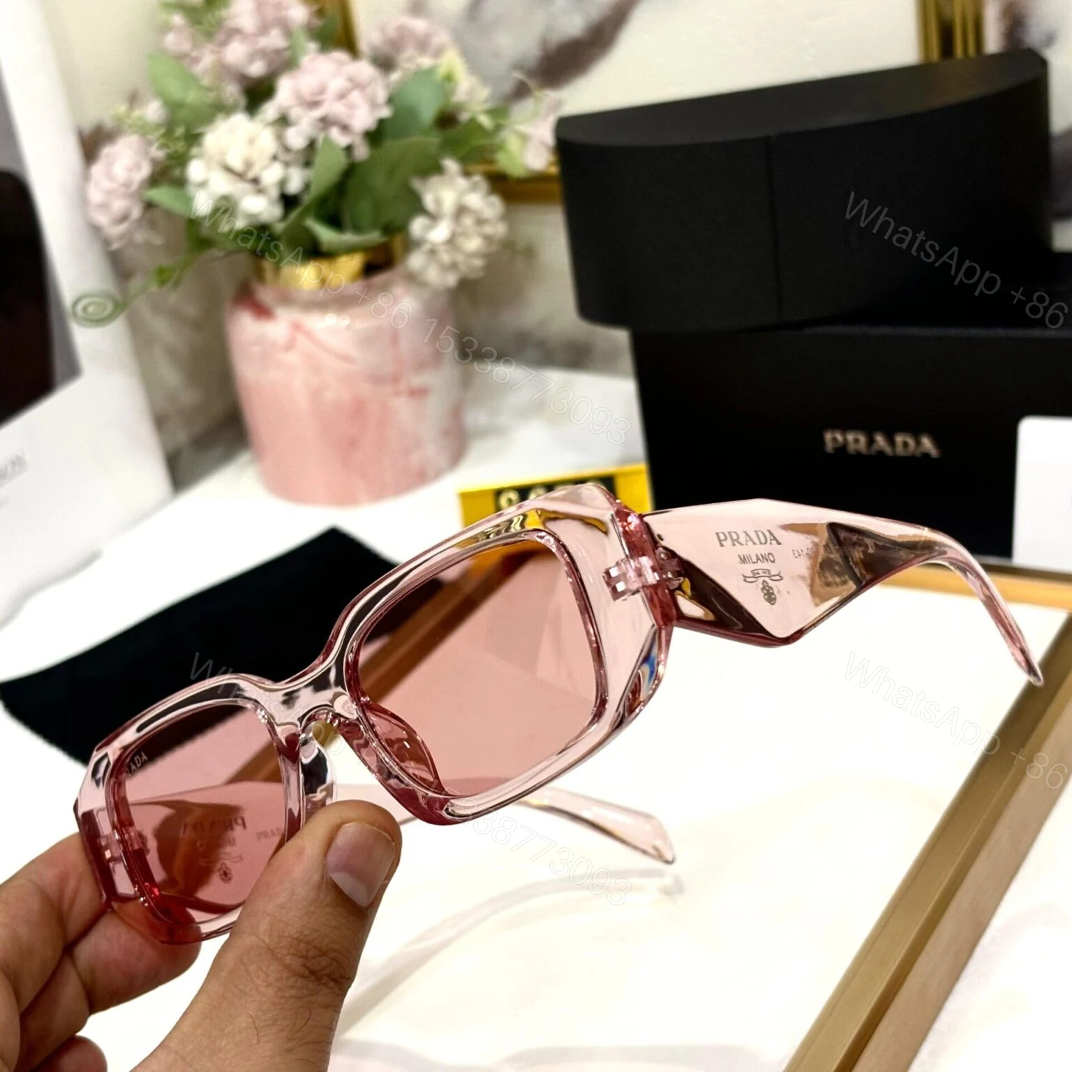 View 2 of Prada Unisex Sunglasses Black UV Protection