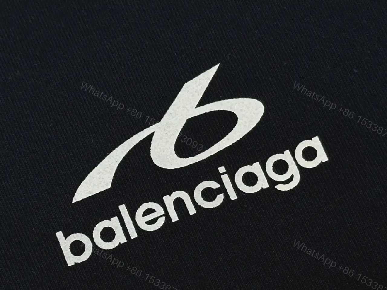 View 2 of Black Cotton Logo Tee, Minimalist, Balenciaga Style, Short Sleeve T-Shirt