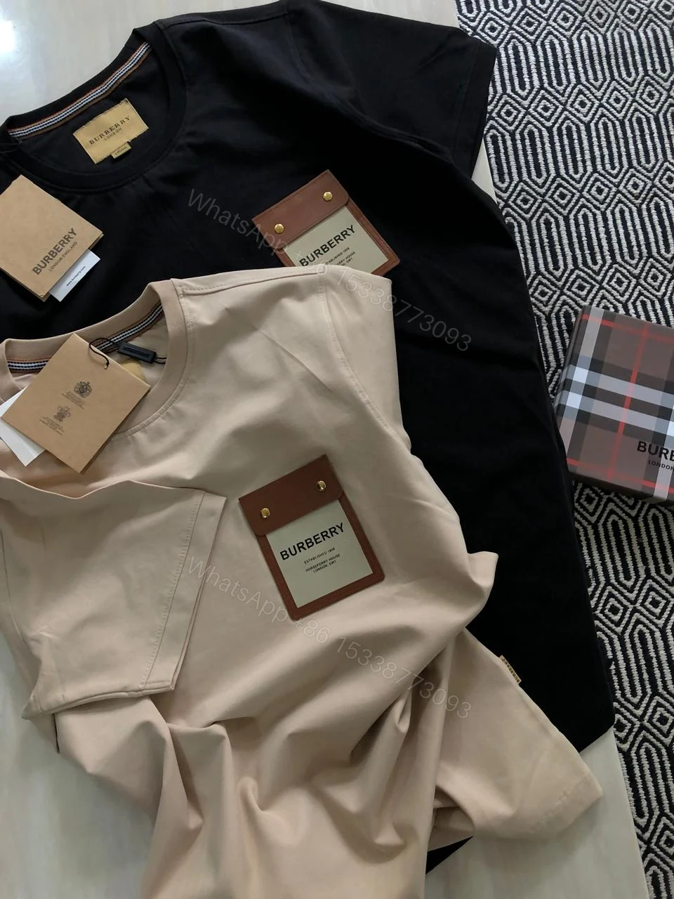 View 4 of First Copy Burberry Cotton Lycra Tee