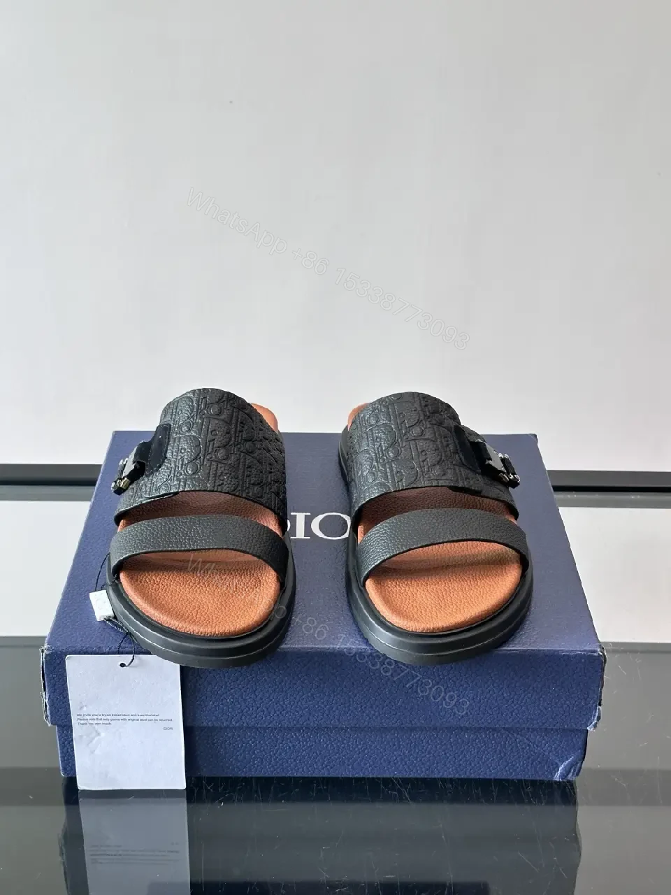 View 7 of Black Leather Dior Sandals Casual Comfort Slide